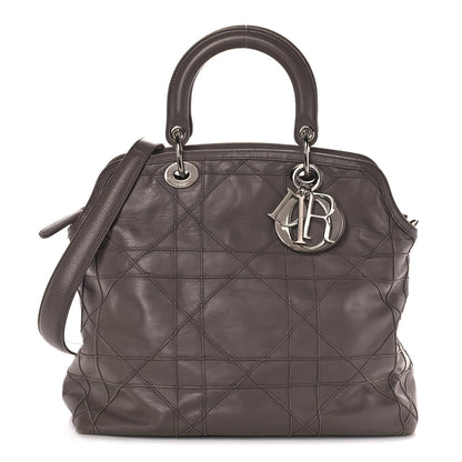 Christian Dior Lambskin Cannage Medium Granville Tote Dark Taupe 1 of 12