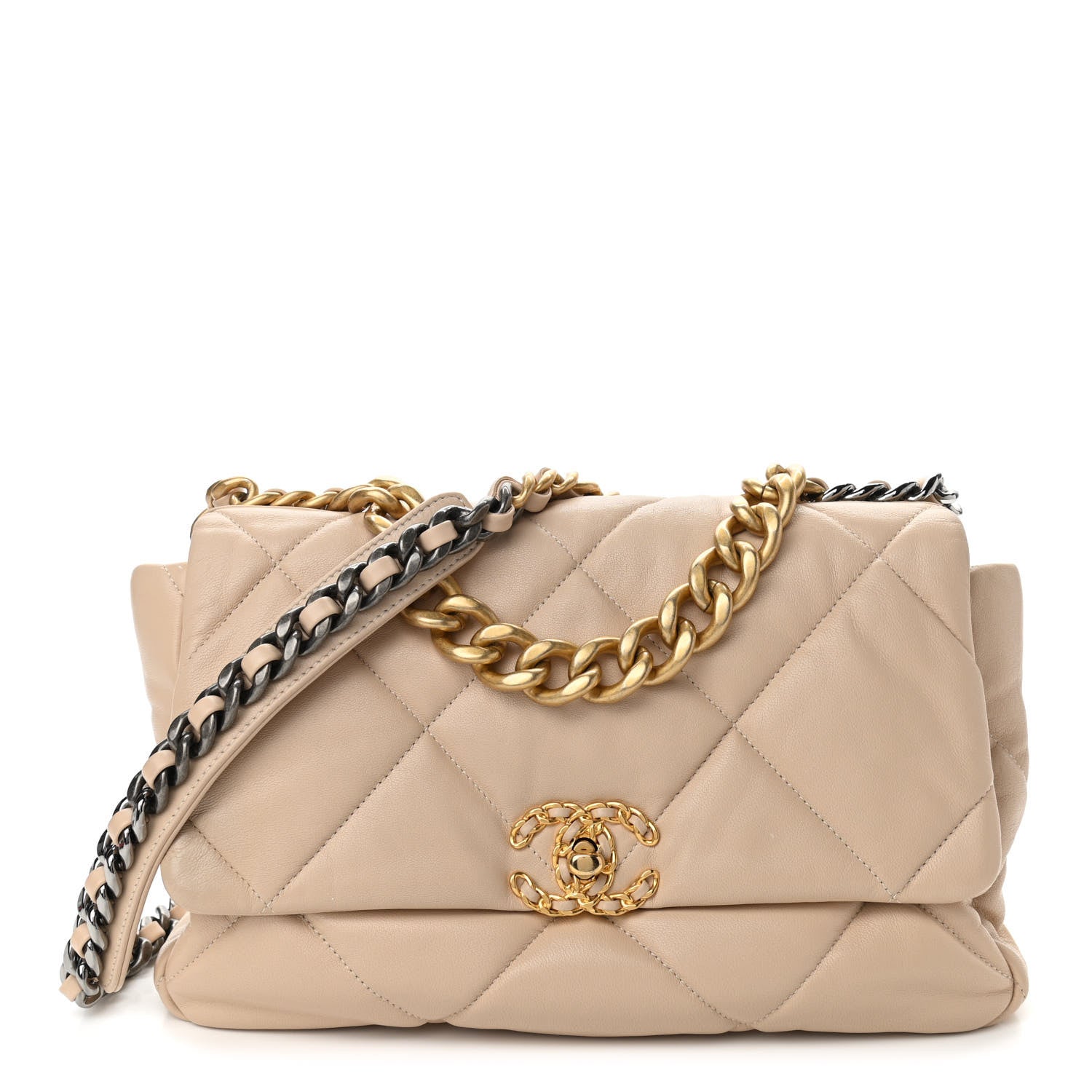 Chanel Lambskin Quilted Large Chanel 19 Flap Beige 1 of 13