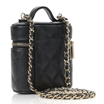 Chanel Caviar Quilted Small Handle With Care Vanity Case With Chain Black 3 of 9
