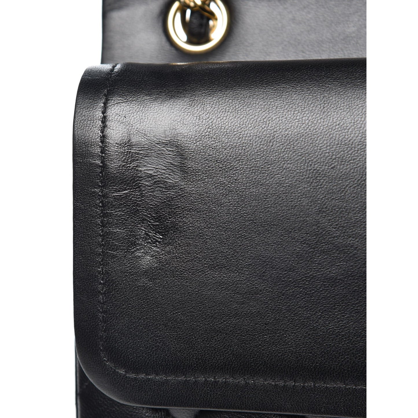 Lambskin Quilted Jumbo Double Flap Black