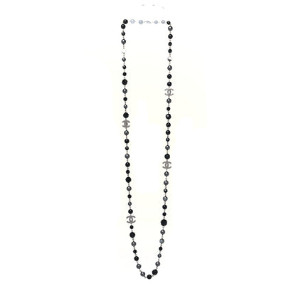 Chanel Ruthenium Pearl Beaded CC Long Necklace Black 3 of 4