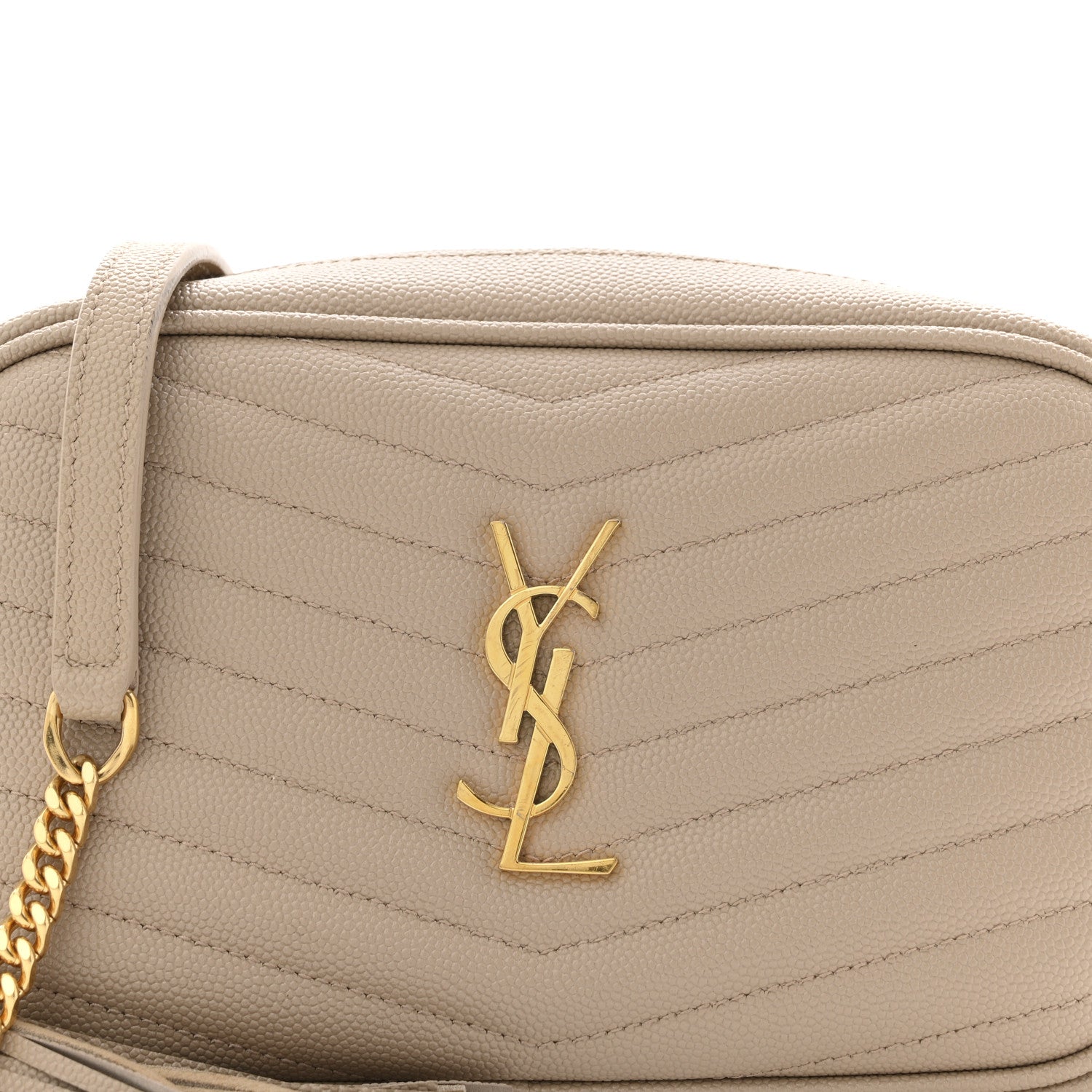Saint Laurent Grain De Poudre Matelasse Monogram Mini Lou Camera Bag Dark Beige 8 of 11
