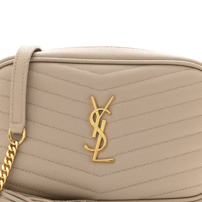 Saint Laurent Grain De Poudre Matelasse Monogram Mini Lou Camera Bag Dark Beige 8 of 11