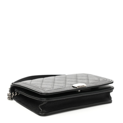Chanel Caviar Quilted Boy Wallet On Chain WOC Black 4 of 14