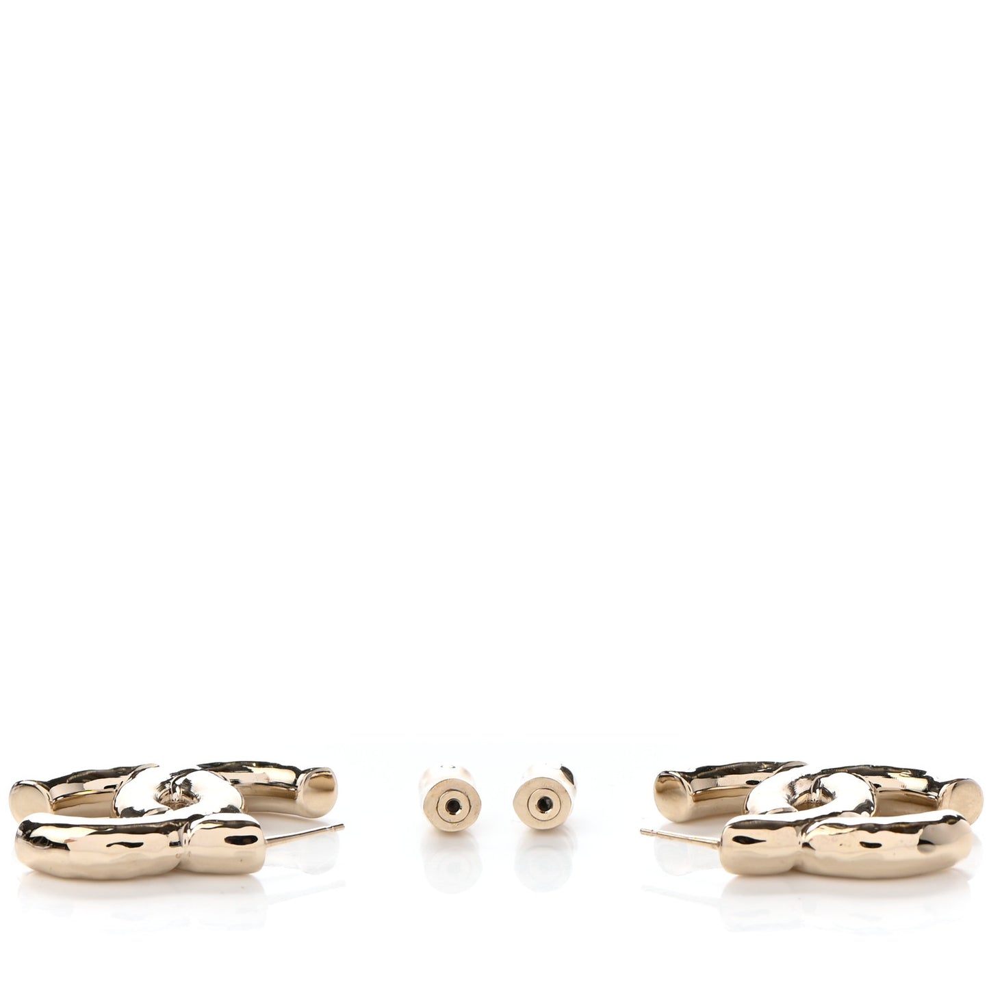 Metal Large CC Earrings Light Gold