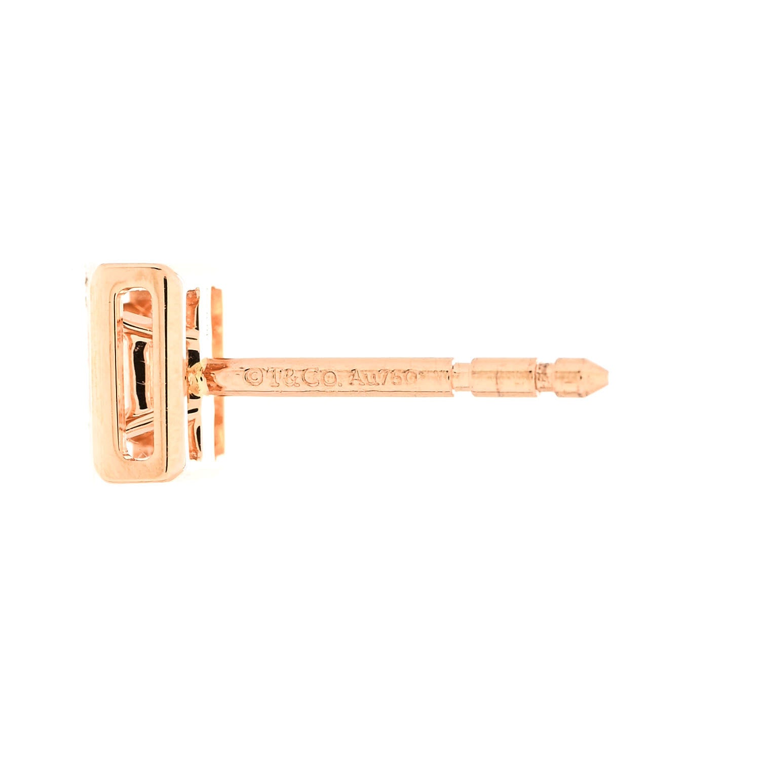 Tiffany 18K Rose Gold Diamond Jewel Box Stud Earrings 5 of 6