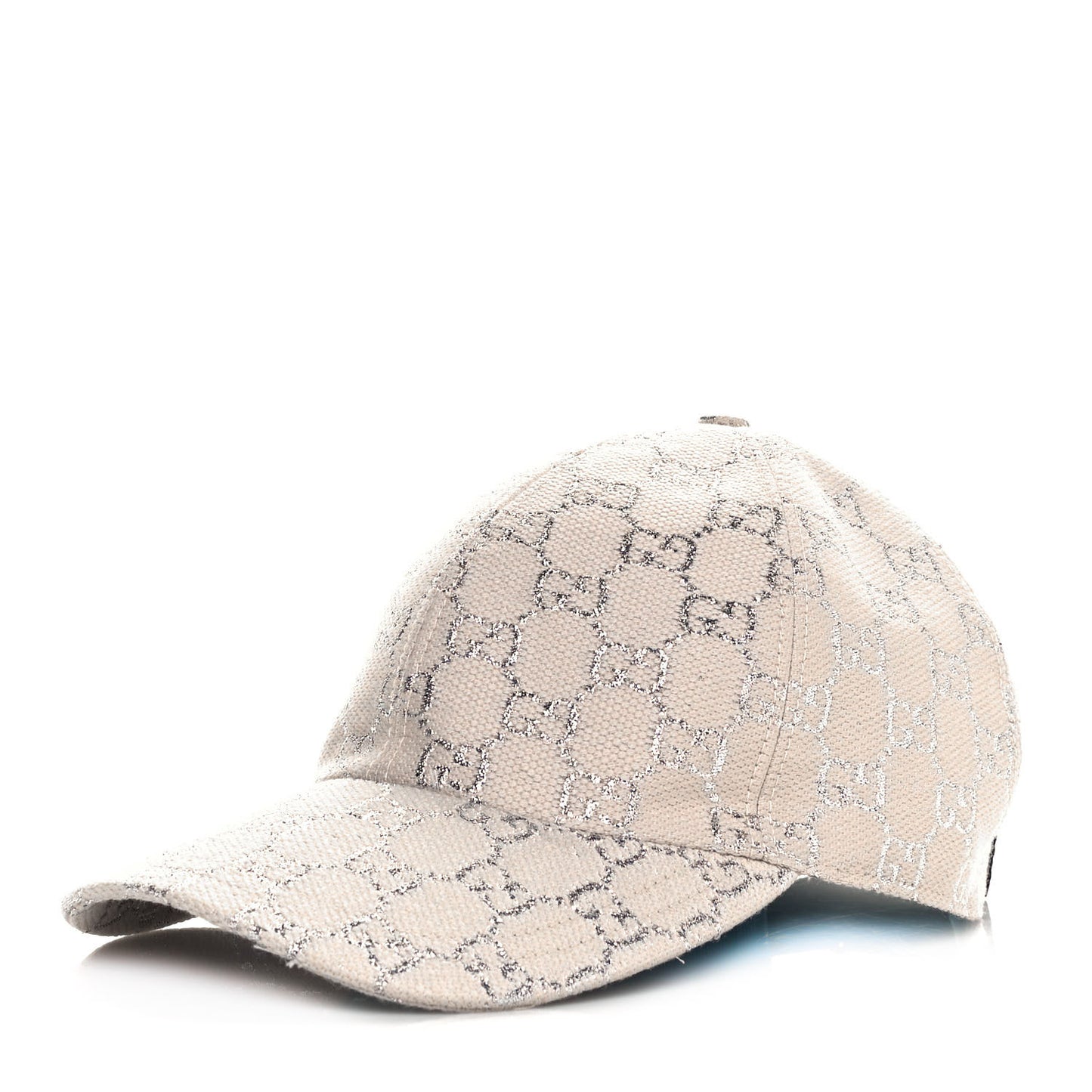 Canvas Lame GG Monogram Rush Baseball Hat L Gardenia Silver