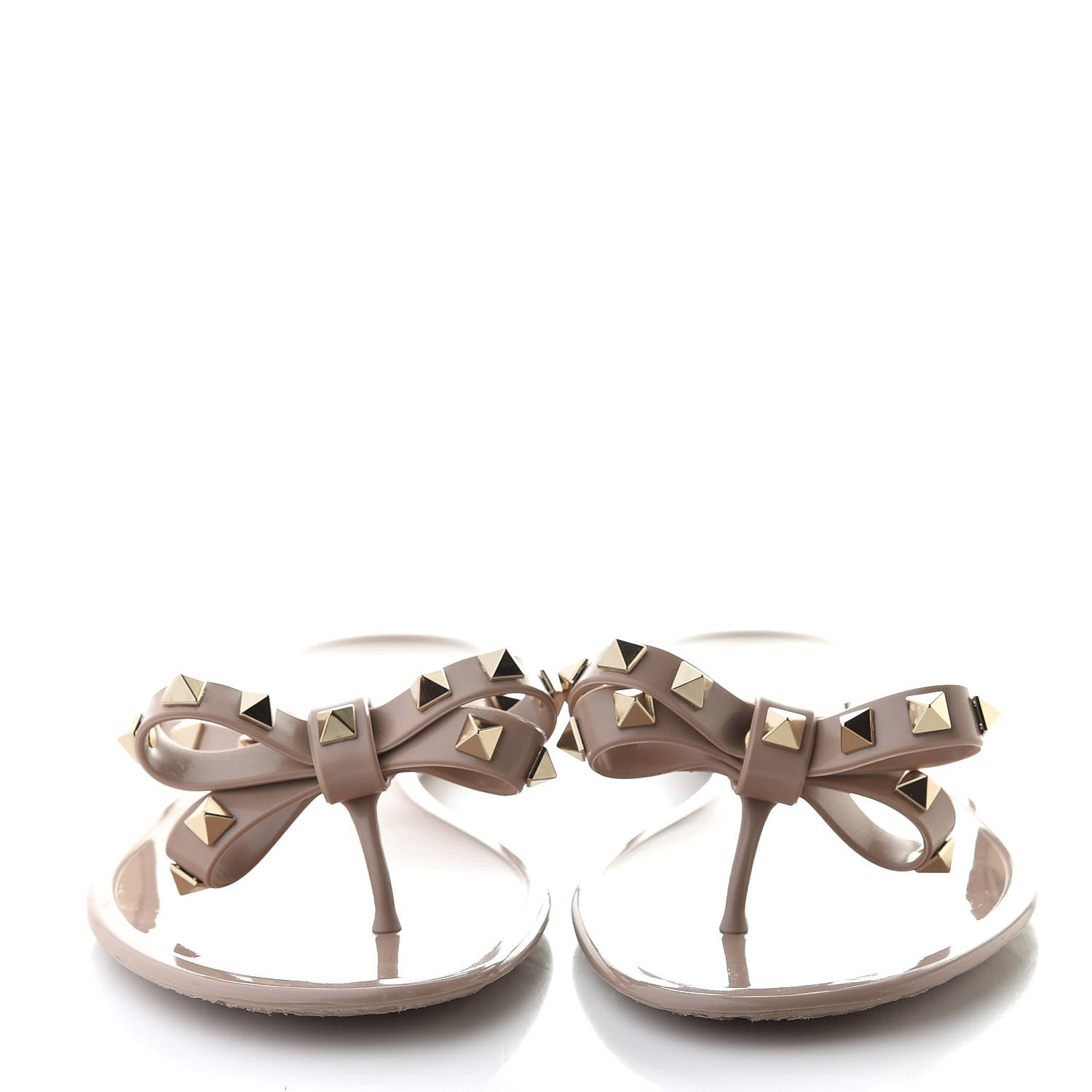 Valentino Garavani PVC Jelly Rockstud Bow Thong Sandals 41 Poudre 2 of 10