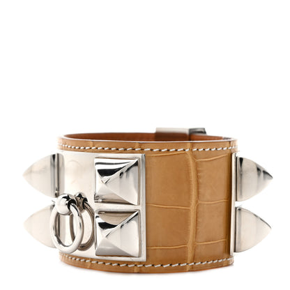 Hermes Matte Alligator Collier De Chien CDC Bracelet S Maize 1 of 6