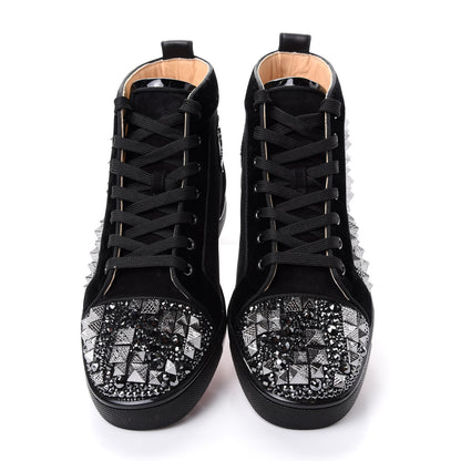 Christian Louboutin Calfskin Velvet Strass Mens Louis Spikes Flat Sneakers 41 Black 5 of 11