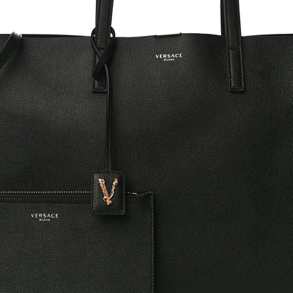 Versace Calfskin Virtus Tote Black 7 of 9