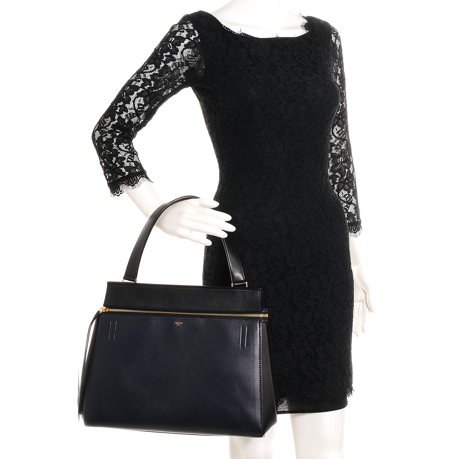 Celine Smooth Calfskin Medium Edge Black Navy 2 of 8