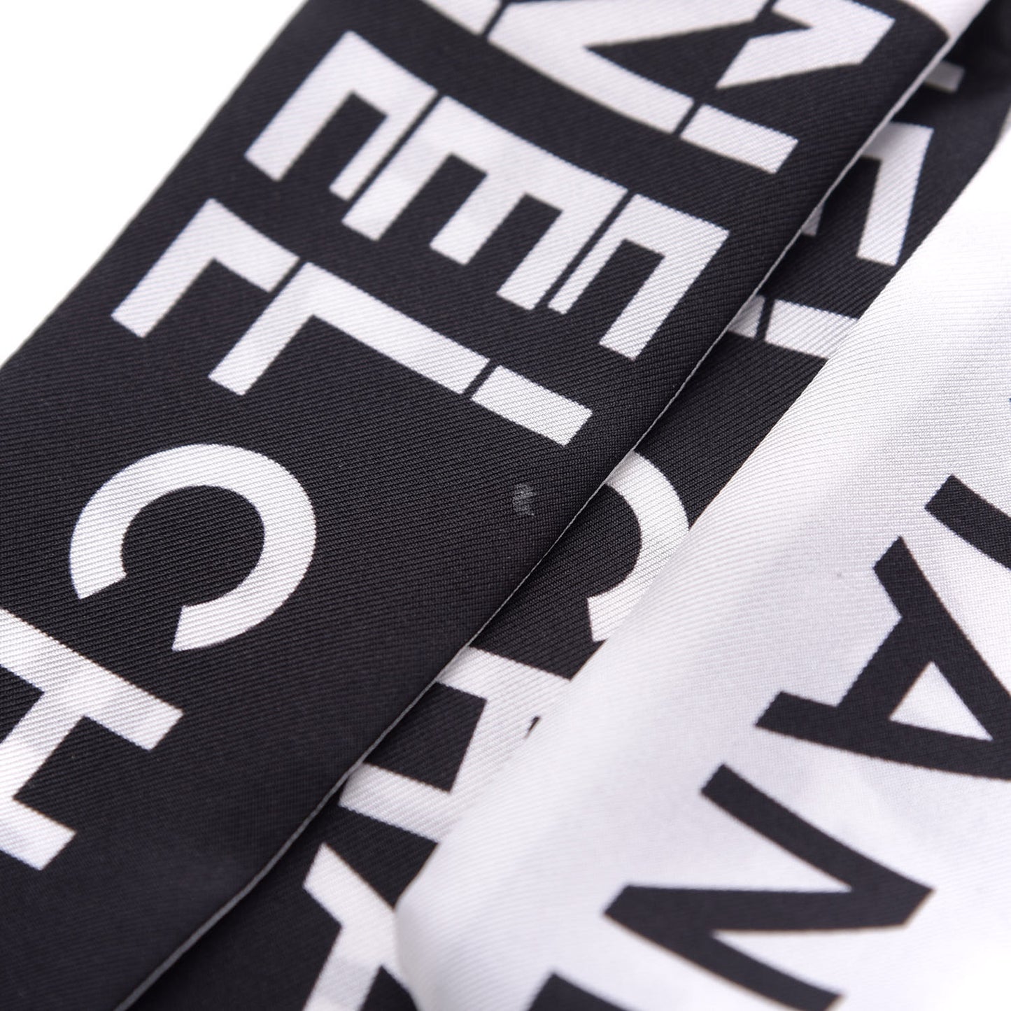 Silk Logo Slim Bandeau Scarf Black White