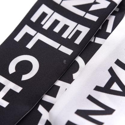 Chanel Silk Logo Slim Bandeau Scarf Black White 3 of 3