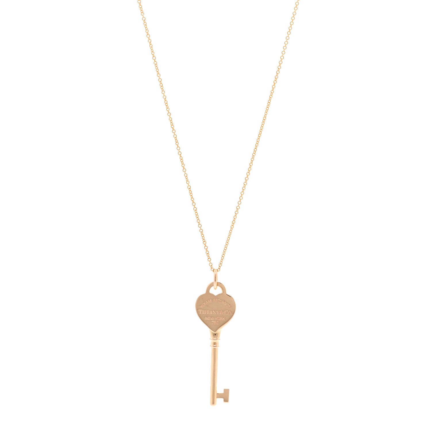 Tiffany 18K Rose Gold Return To Tiffany Heart Key Pendant Necklace 1 of 5