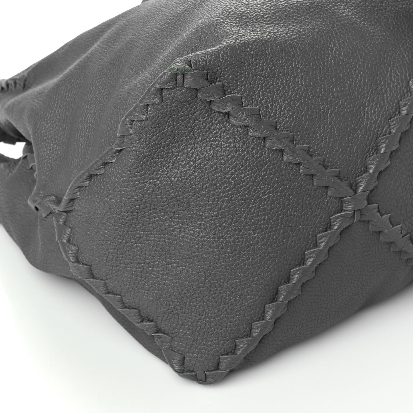 Washed Cervo Deerskin Large Hobo Grey