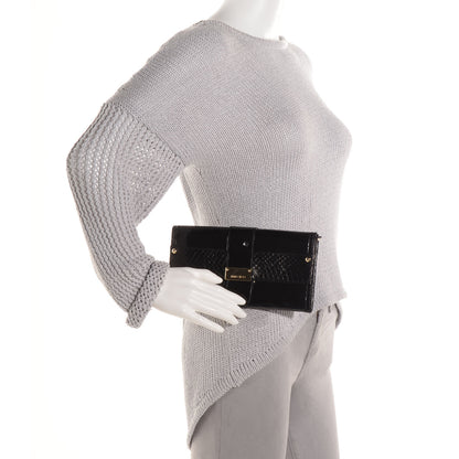 Jimmy Choo Patent Snake Embossed Ubai Clutch Black 2 of 8