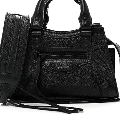 Balenciaga Grained Calfskin Neo Classic Black Hardware Nano City Crossbody Black 8 of 10