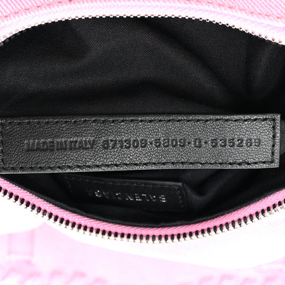 Balenciaga Washed Frayed Denim Crystal Le Cagole Shoulder Bag XS Denim Pink 7 of 11