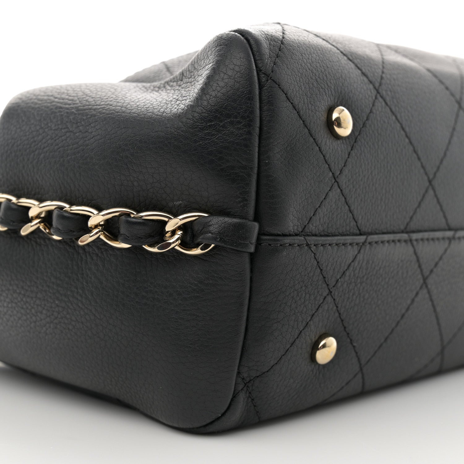 Chanel Bullskin Stitched Small Shopping Tote Black 9 of 12