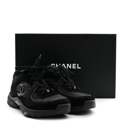 Chanel Fabric Calfskin Suede CC Sneakers 38 Black 10 of 10