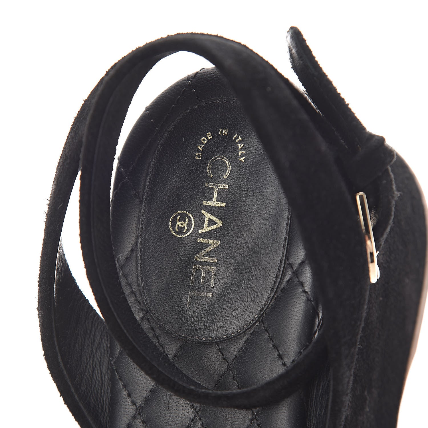 Chanel Suede Platform Wedge Sandals 37.5 Black 6 of 7
