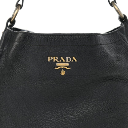 Prada Vitello Daino Side Pocket Hobo Black 8 of 10