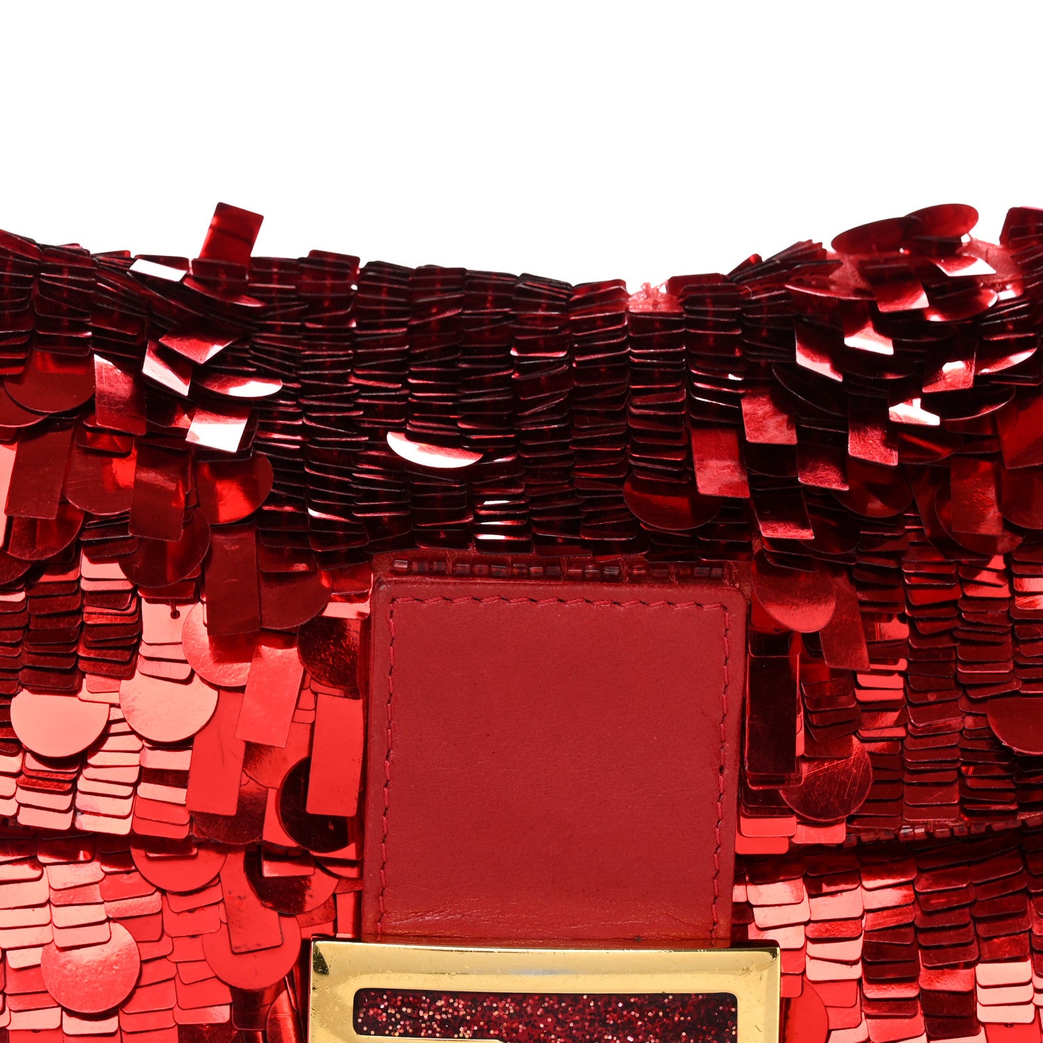 Fendi Sequin Paillettes Enamel Baguette  Red 7 of 10