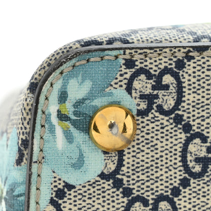 Gucci GG Supreme Monogram Blooms Small Zip Top Tote Beige Blue Navy Hibiscus Red 11 of 14