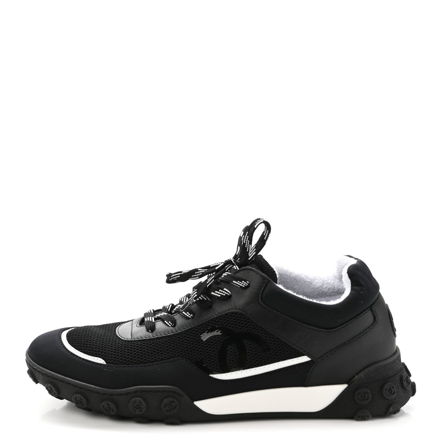 Calfskin Mesh Lycra Sneakers 39 Black