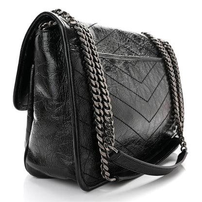 Saint Laurent Crinkled Calfskin Matelasse Monogram Medium Niki Chain Satchel Black 3 of 10