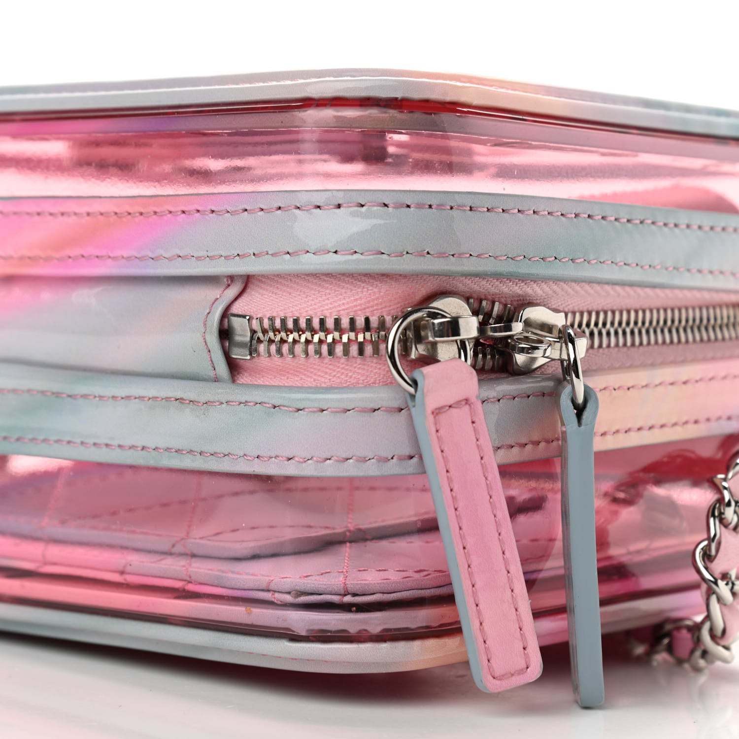 Chanel PVC Patent Calfskin Patent Lambskin Small CC Vanity Case Pink 9 of 11