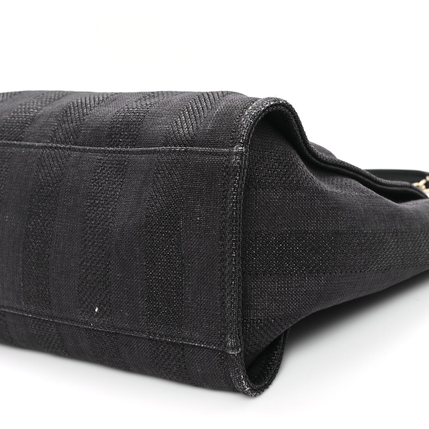 Mixed Fibers Calfskin Striped Medium Deauville Black