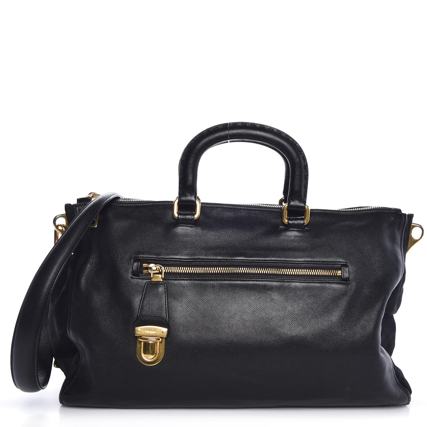 Calfskin Tessuto Nylon Tote Black