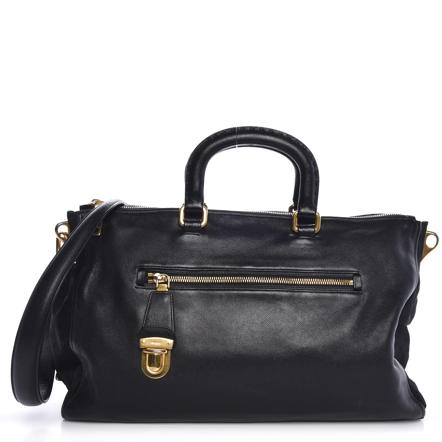 Prada Calfskin Tessuto Nylon Tote Black 1 of 13