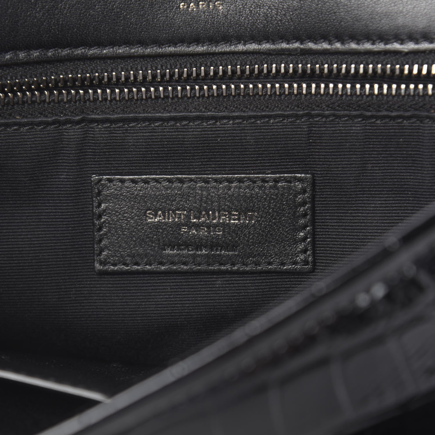 Saint Laurent Patent Crocodile Embossed Lambskin Monogram Medium Niki Chain Satchel Black 6 of 9