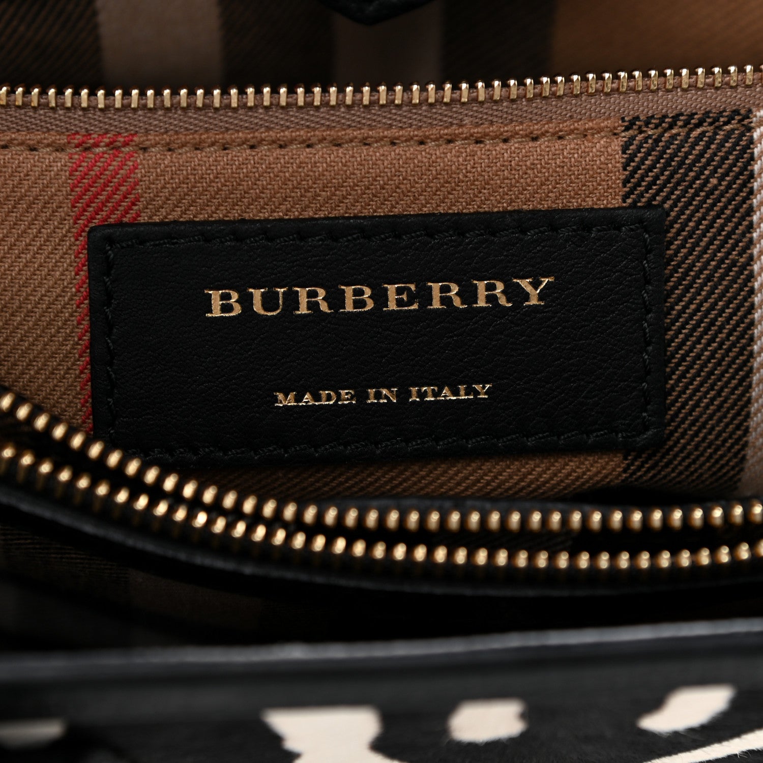 Burberry Calf Hair House Check Zebra Print Medium Banner Tote Natural Black 7 of 12