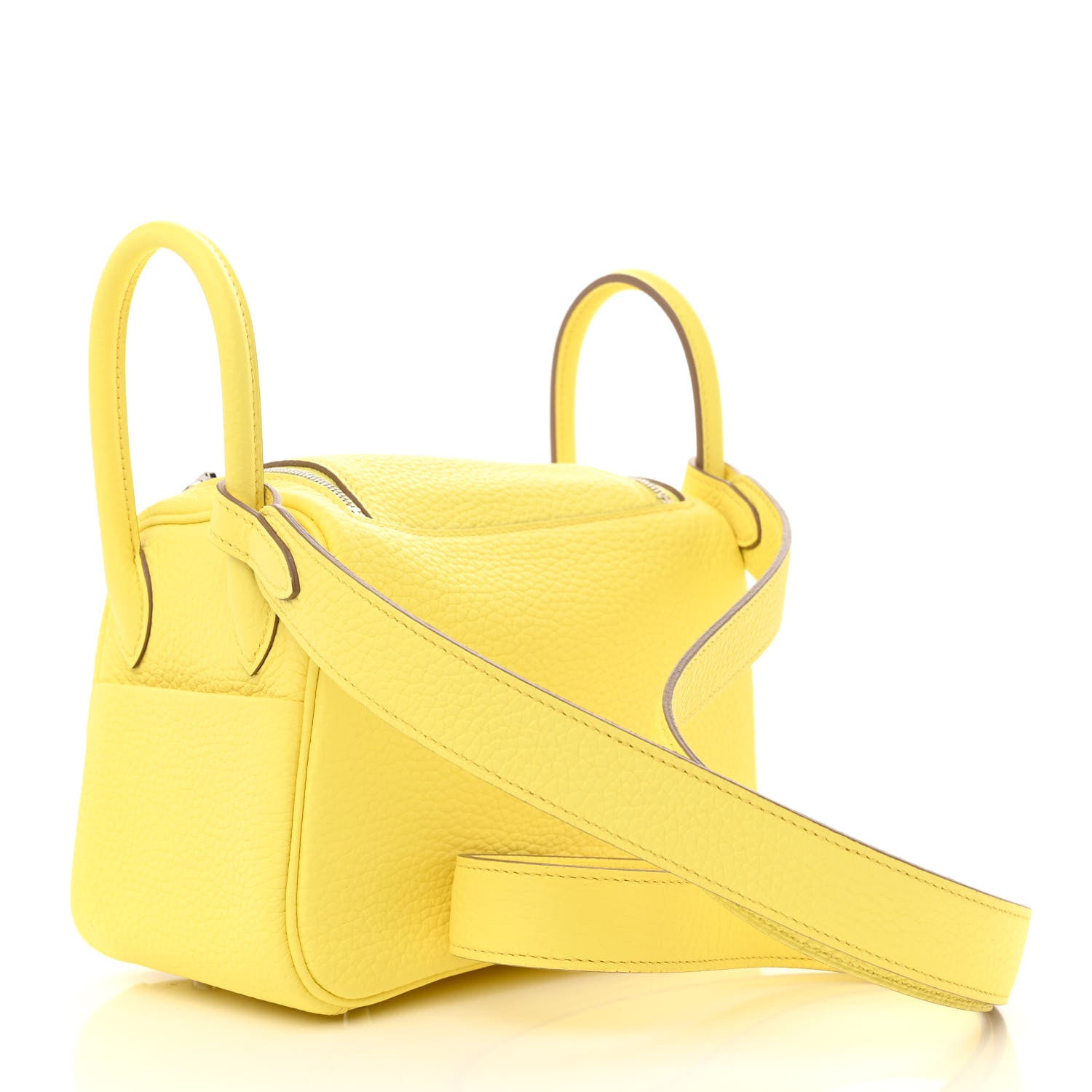 Hermes Taurillon Clemence Mini Lindy 20 Lime 3 of 11