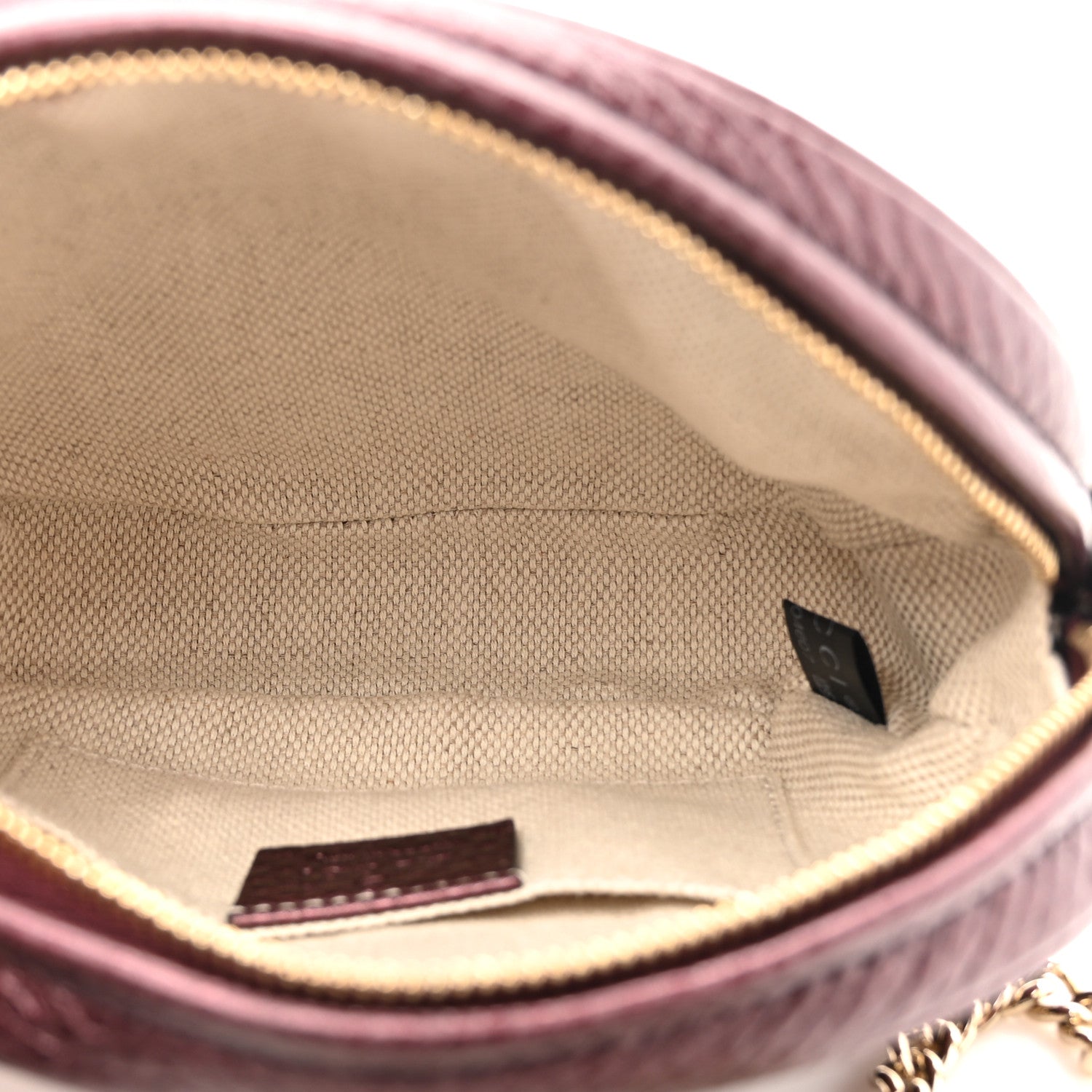 Gucci Metallic Pebbled Calfskin Mini Soho Chain Bag Purple 5 of 10