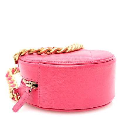 Chanel Goatskin Quilted Chanel 19 Round Clutch With Chain Dark Pink 4 of 10