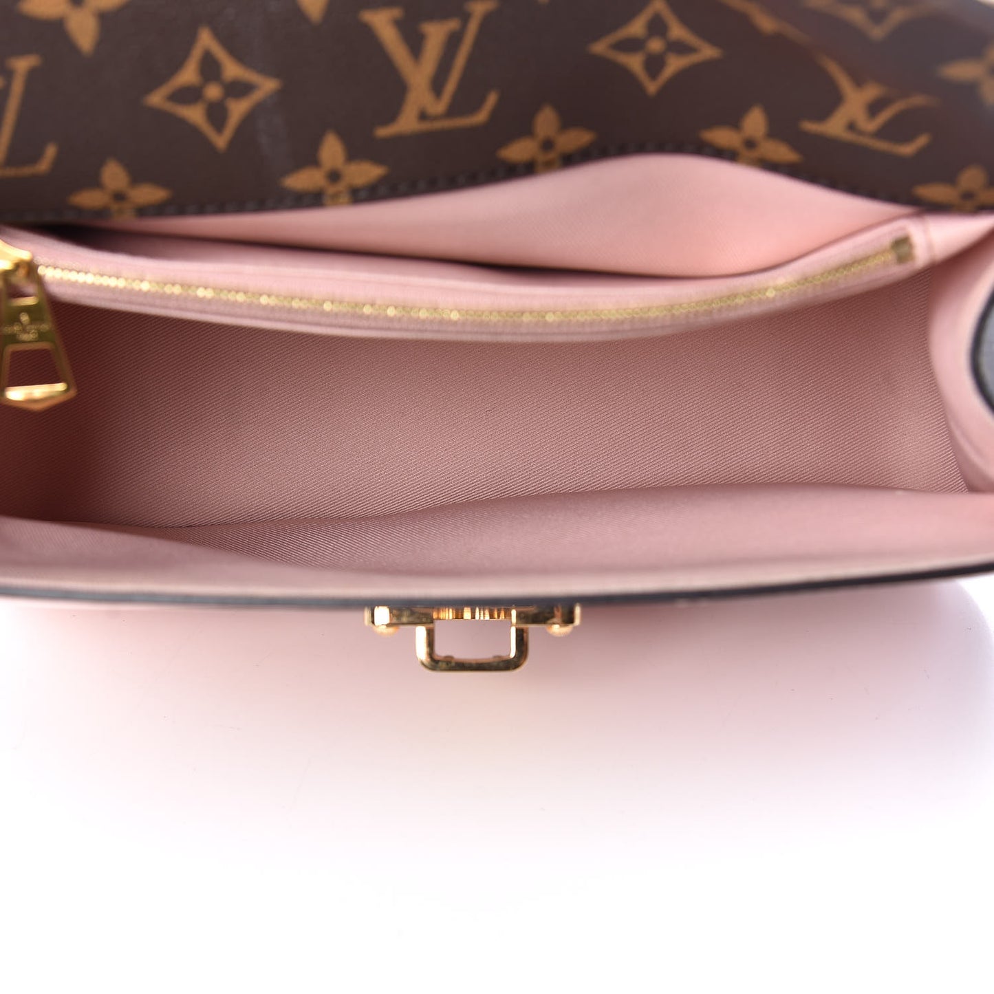 Patent Calfskin Monogram Cherrywood PM Rose Ballerine