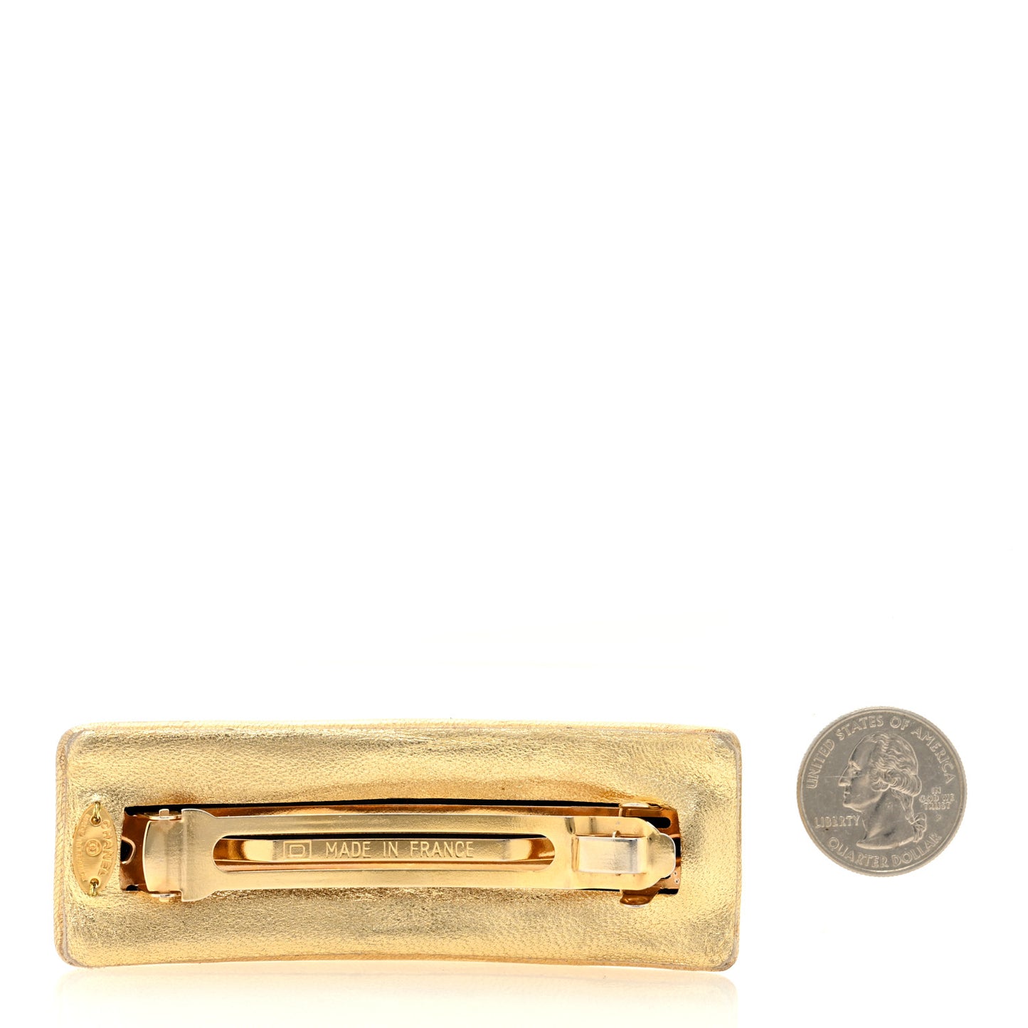 Metallic Lambskin Turnlock CC Hair Clip Barrette Gold