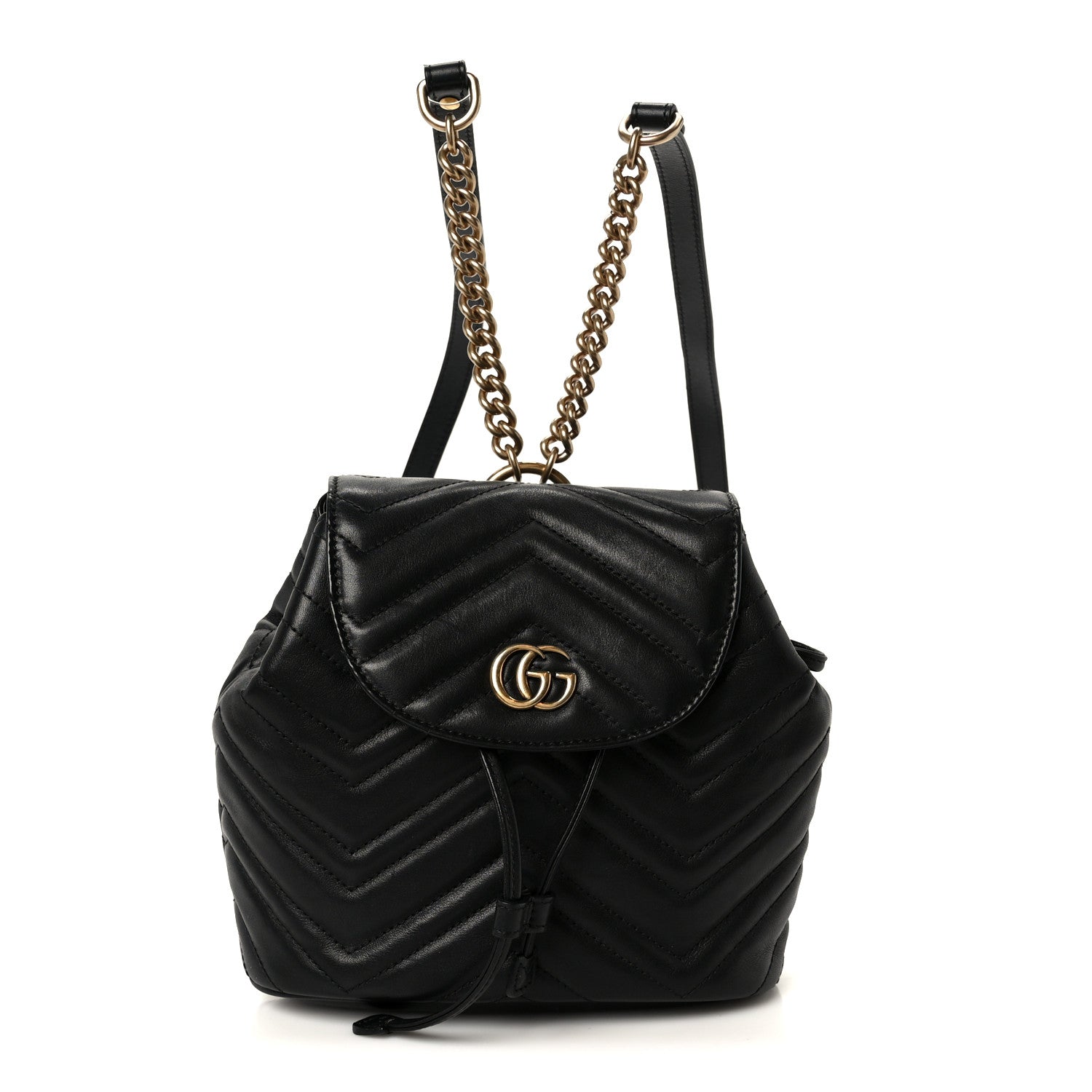 Gucci Calfskin Matelasse GG Marmont Flap Backpack Black 1 of 11