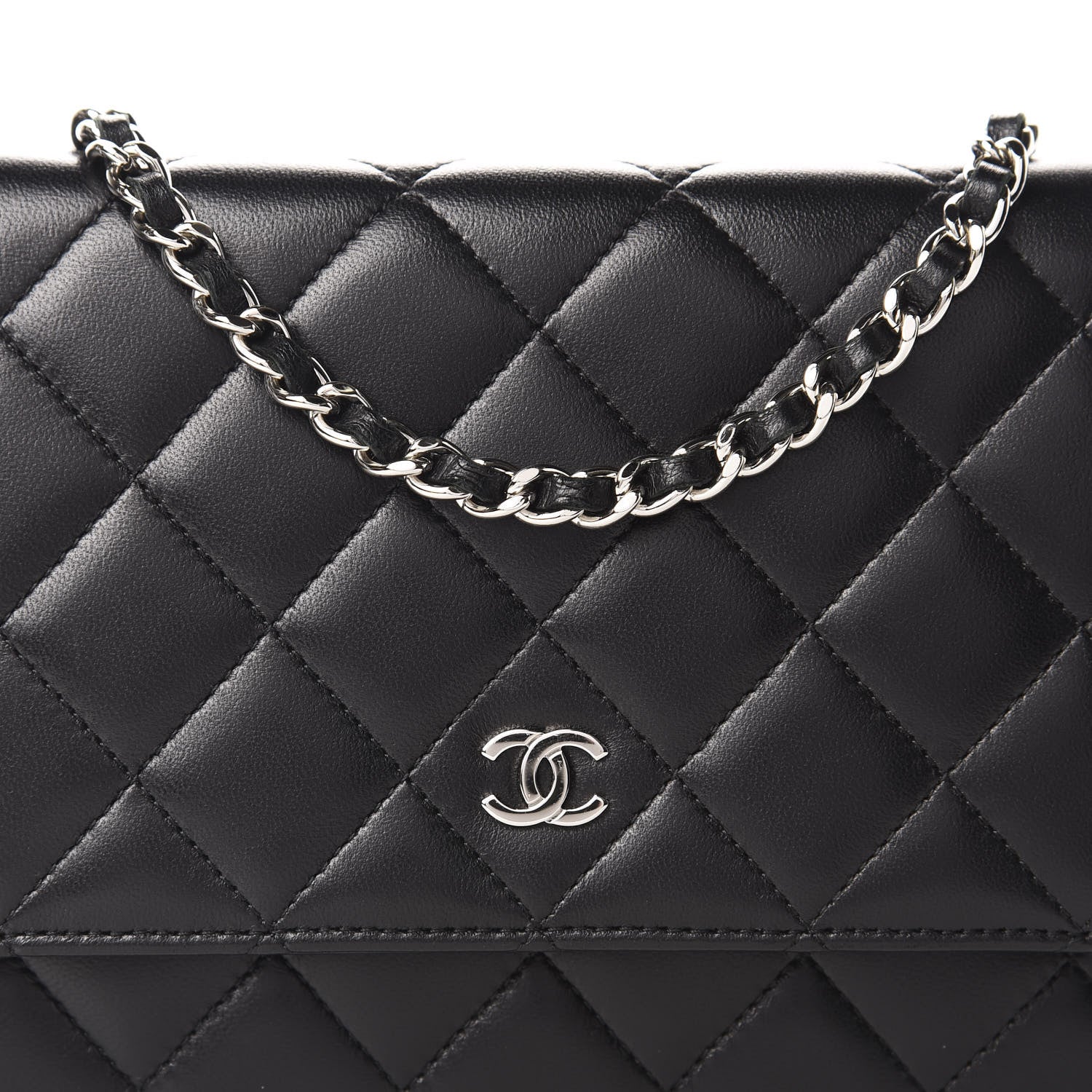 Chanel Lambskin Quilted Wallet On Chain WOC Black 11 of 11