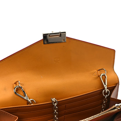 MCM Calfskin Visetos Monogram Patricia Color Block Wallet On Chain Cognac White 9 of 10