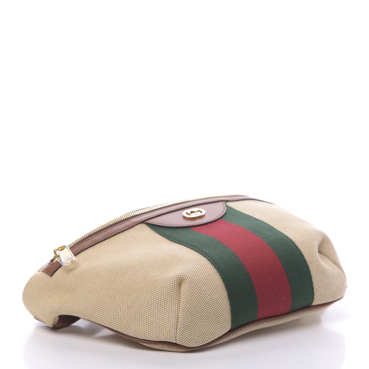 Vintage Canvas Web Belt Bag Sand Cuir