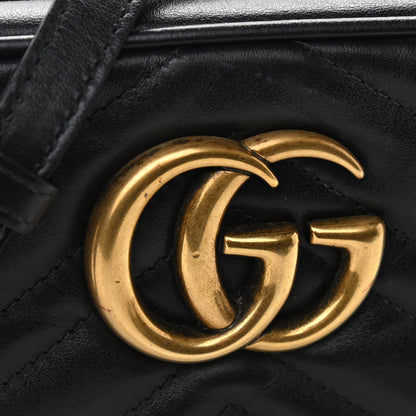 Gucci Calfskin Matelasse Small GG Marmont Chain Shoulder Bag Black 8 of 10