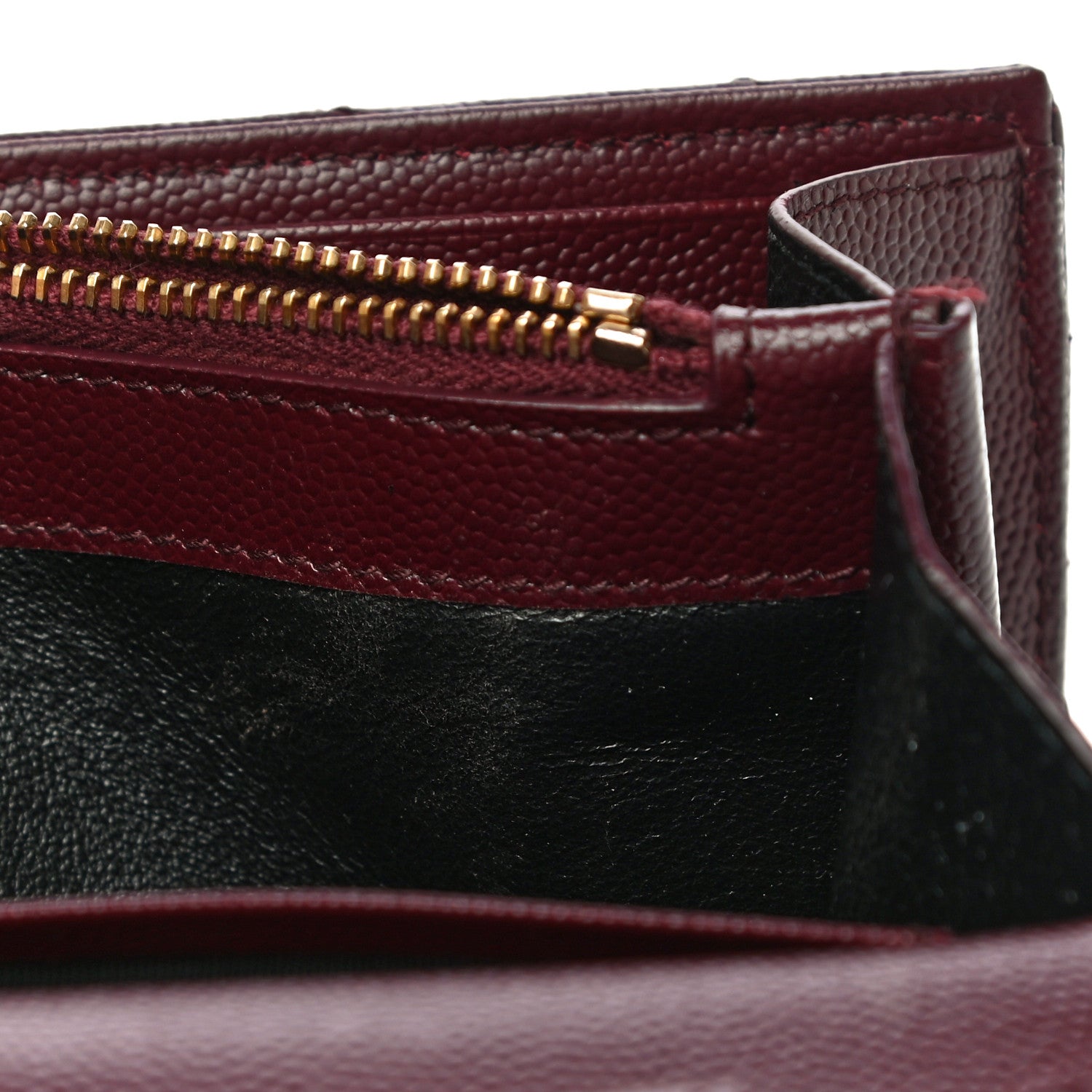 Saint Laurent Grain De Poudre Matelasse Chevron Monogram Chain Wallet Rouge Legion 7 of 11