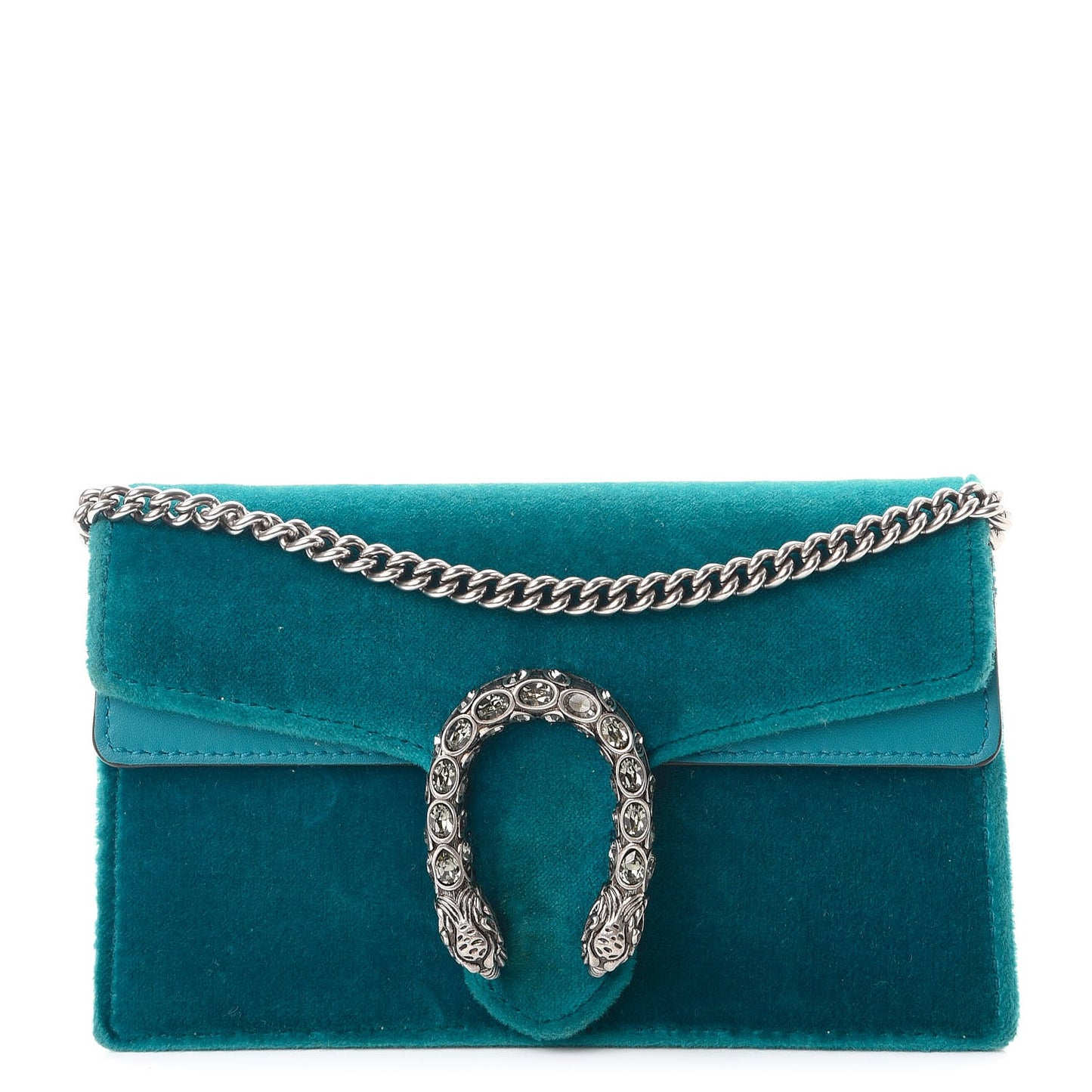 Velvet Super Mini Dionysus Shoulder Bag Pavone Cyan