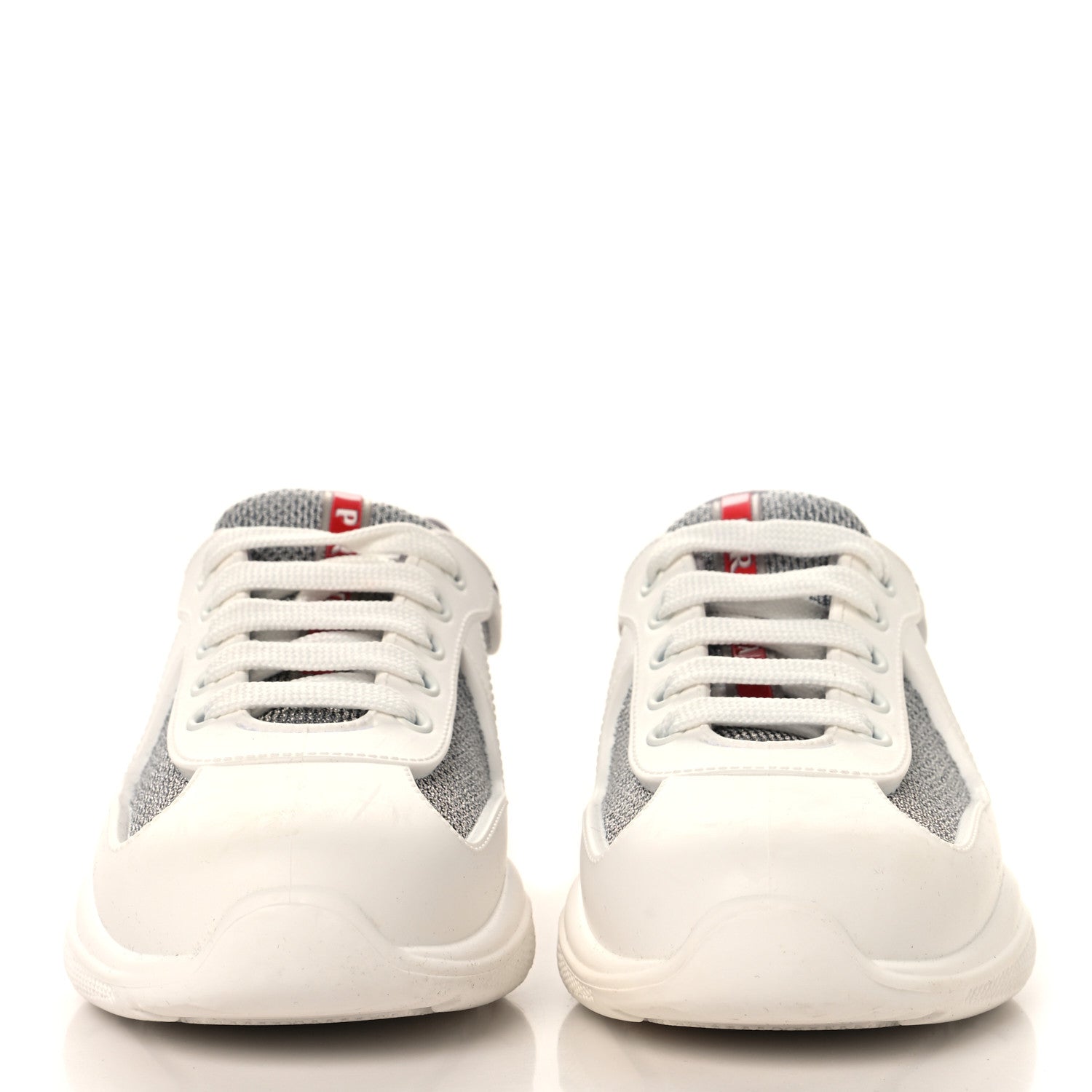 Prada Soft Rubber Mesh Womens America's Cup Sneakers 35 White Argento 3 of 9